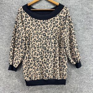 New Annabelle Sweater Pullover Women M Medium Beige Animal Print Knit Rayon